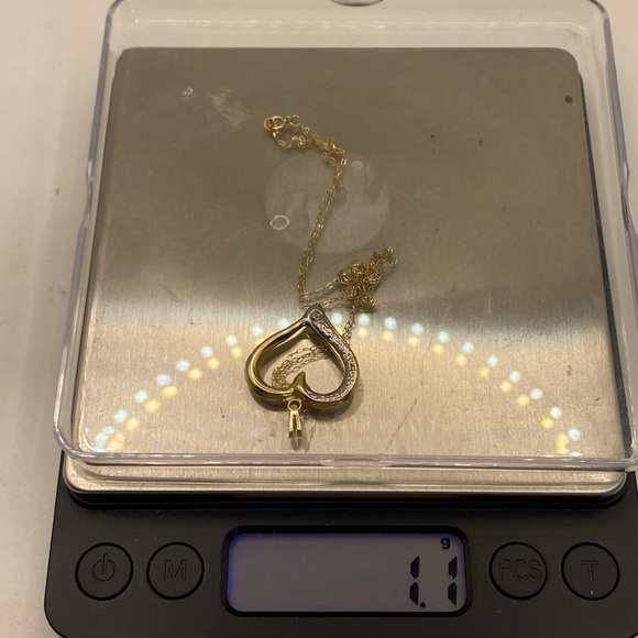 Necklace Charles Winston CW 10K Gold & White open Heart.18” - Picture 5 of 11